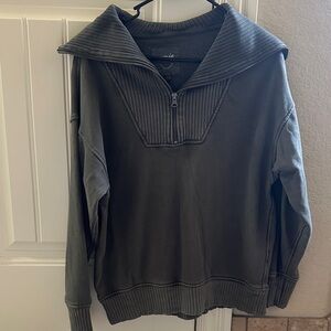 Aerie Oversized Olive Zip-Up Sweater XS